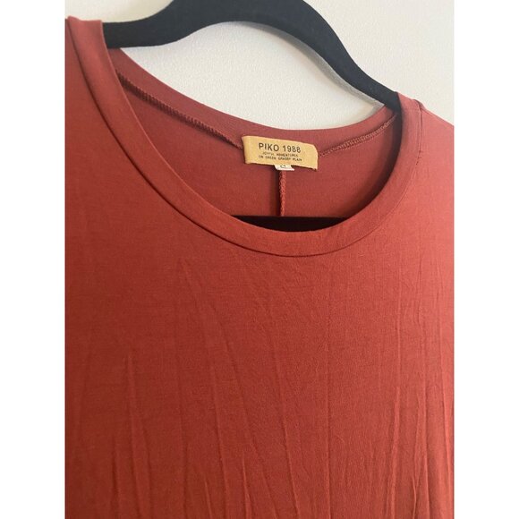 Piko 1988 Women's Burnt Orange Long Sleeve Tunic Dress With Side Pockets Size S - Picture 2 of 3